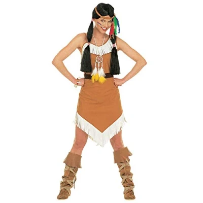 Afbeelding van Widmann Indiaan Kostuum Sexy Indiaanse Jurk Nature Vrouw Bruin Medium Carnavalskleding Verkleedkleding