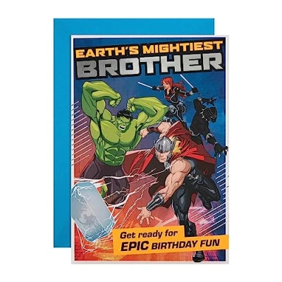 Afbeelding van Hallmark Verjaardagskaart voor broer Marvel superheld motief met activiteit