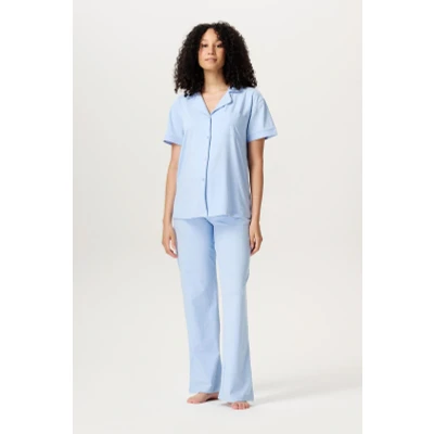 Afbeelding van Noppies Zwangerschaps Pyjamabroek Wiza Light Sky XXS 95% Organisch katoen / 5% Elastomeer Zwangerschapsondergoed Zwangerschapskleding