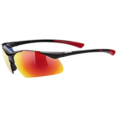 Afbeelding van uvex Sportstyle 223 Sportbril voor dames en heren, spiegeleffect, comfort perfecte grip zonder drukpunten, zwart/rood, eenheidsmaat