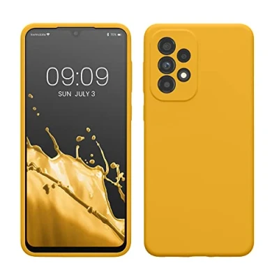 Afbeelding van kwmobile telefoonhoesje geschikt voor Samsung Galaxy A33 5G Hoesje met siliconen coating Smartphone case in honinggeel