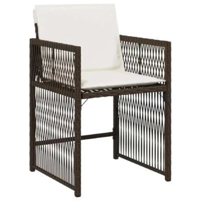 Afbeelding van Tuinstoelen 4 st met kussens poly rattan bruin