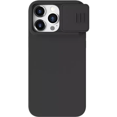 Afbeelding van Nillkin CamShield Siliconen Hoesje Geschikt voor Apple iPhone 15 Pro Max Back Cover met Camera Slider Zwart