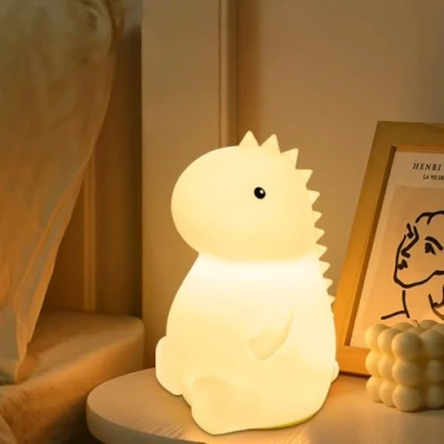 Afbeelding van BUOAZR Dinosaurus nachtlampje voor kinderen, siliconen lamp met warm licht, dimbaar, progressief en 7 kleuren oplaadbaar USB nachtlampje, draagbaar kinderen