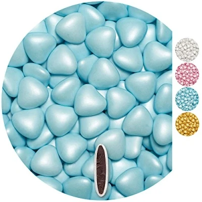 Afbeelding van EinsSein 0,5kg Bruiloft gunsten chocolade hart medium lichtblauw parel doop communie amandelen feter et recevoir fêter de fête couleur pas cher aux bombe tag voir mes etui contenant boite a