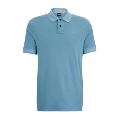 Afbeelding van HUGO BOSS heren Prime regular fit polo van piqué katoen met logo in de kleur Staalblauw, maat: M
