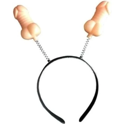 Afbeelding van New Age Devi Vrijgezellenfeest Dames 2 Stuks Grappige Piemel Hoofdband Beige Penis Tiara
