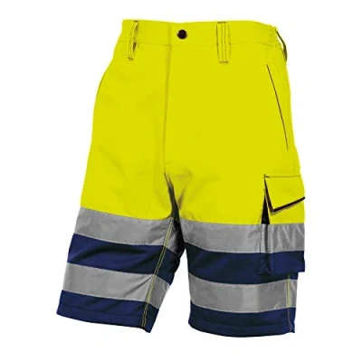 Afbeelding van Deltaplus PHBE2JMXG Hoge zichtbaarheid werkbermuda van polyester/katoen, neongeel, marineblauw, maat XL