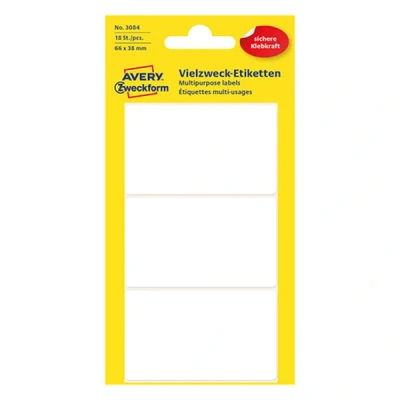 Image de Avery Zweckform 3084 étiquettes multi usages 66 x 38 mm (18 pièces) blanc