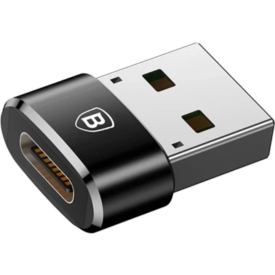 Afbeelding van Baseus Mini USB A naar C Adapter Converter 2.4A Zwart
