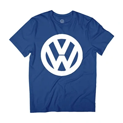 Afbeelding van Volkswagen Classic White VW Logo Men&#039;s T Shirt, Royal Blauw