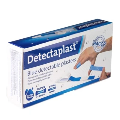 Afbeelding van Detectaplast Premium Pleisters, detecteerbaar, blauw, water en vuilbestendig, safety first, voedselveilig, 120 x 20 mm, 100 stuks