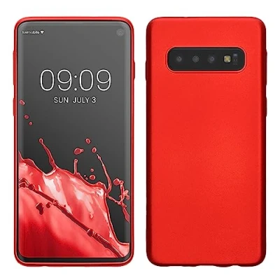 Afbeelding van kwmobile telefoonhoesje geschikt voor Samsung Galaxy S10 Hoesje smartphone Back cover in metallic donkerrood