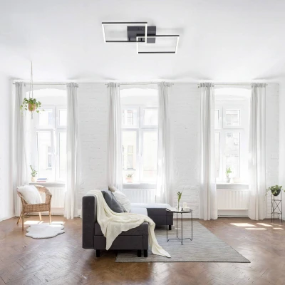 Afbeelding van Paul Neuhaus Iven LED plafondlamp 2x vierkant zwart CCT dimbaar