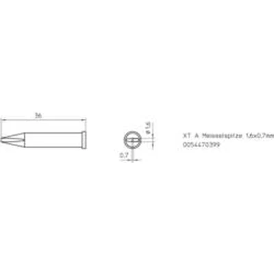 Afbeelding van Weller XT A soldeerpunt Beitelvorm Grootte 1.6 mm Lengte soldeerpunt: 37 Inhoud: 1 stuk(s)