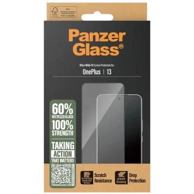 Afbeelding van PanzerGlass Ultra Wide Fit Anti Bacterial Screenprotector voor de OnePlus 13