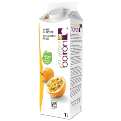 Afbeelding van Boiron Passievruchtenpuree, 100% fruit, zonder toegevoegde suiker, aroma&#039;s, kleurstoffen of conserveringsmiddelen, perfect voor cocktails, desserts, gebak en ijs, 1 liter