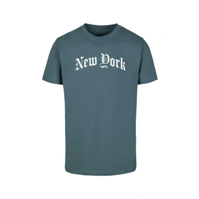 Afbeelding van Mister TEE NEW YORK Wording Tshirt print, Heren, Maat: 4XL, Dustyblue