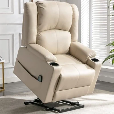 Afbeelding van COMHOMA Elektrische relaxstoel en massagestoel met 8 massagepunten vibrerende functie, lumbale warmte, hoge stoel, kantelbaar, stoelverhogers