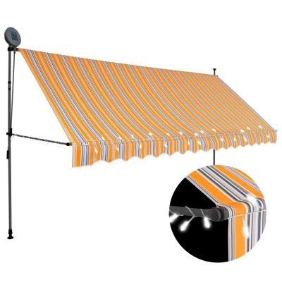 Afbeelding van Luifel handmatig uitschuifbaar met LED 350 cm geel en blauw