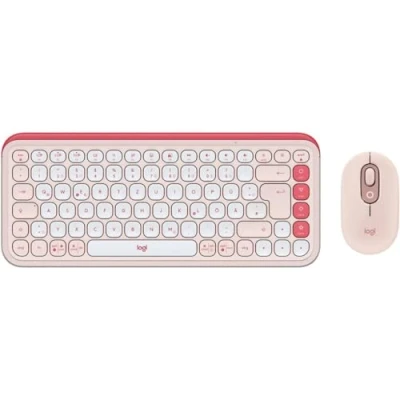 Afbeelding van Logitech POP Icon Combo toetsenbord Inclusief muis Universeel Bluetooth QWERTZ Duits Roze, Wit