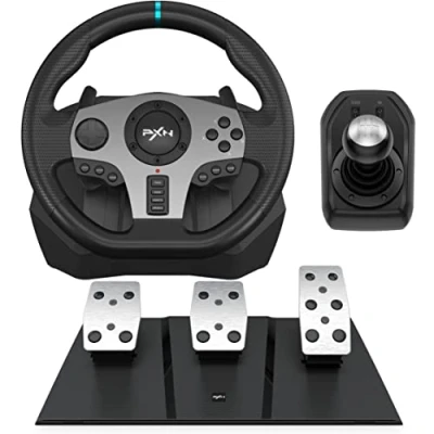 Image de PXN V9 Volant de Jeux, PC avec Pédales et Levier Vitesses, 270/900 Course, Retour Vibratoire, pour PS4, Xbox One, Series XS, PC, PS3, Switch