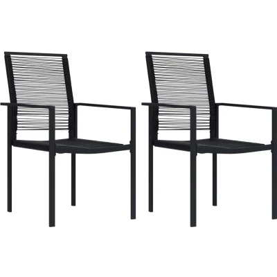 Afbeelding van Tuinstoelen 2 st PVC rattan zwart