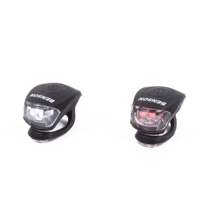 Afbeelding van Benson LED Fietslamp Set Silicone Zwart 2 delig