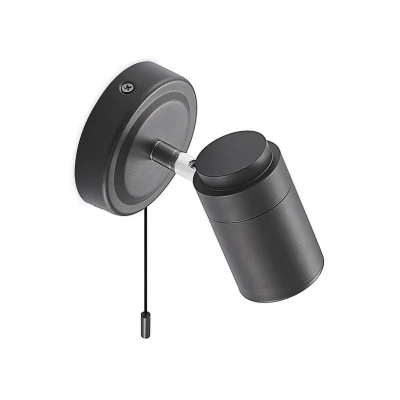Afbeelding van Lindby Remilan wandlamp, zwart, staal, Ø 5,3 cm