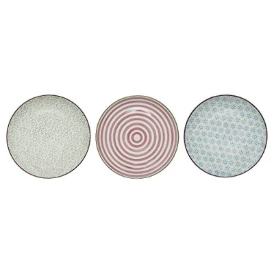 Afbeelding van Bloomingville Patrizia set van 3 keramische borden, blauw/groen/roze, 20 cm