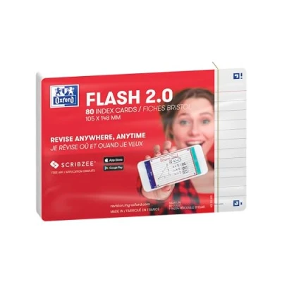 Afbeelding van Oxford Flash 2.0 Flashcards Gelijnd A6 Wit 80 stuks