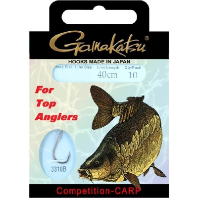 Afbeelding van Gamakatsu Onderlijnen Competition Carp haak 3310B 40cm (10 pcs) Maat : 12 0.16mm