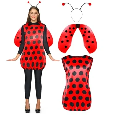 Afbeelding van Spooktacular Creations Costume de coccinelle adulte Halloween avec bandeau et ailes pour femme, fête, cosplay (grand)