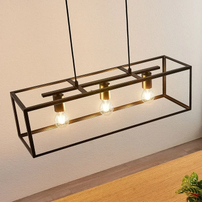 Afbeelding van Lindby hanglamp 3lichts staal H: 20 cm E27 mat zwart