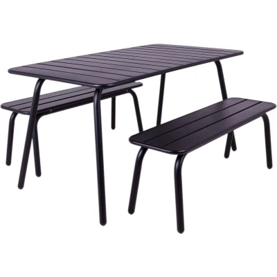 Afbeelding van MaximaVida metalen picknickset Max 150 cm zwart 3 delig
