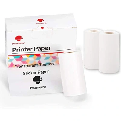 Afbeelding van Phomemo M02/M02Pro/M02S/M03/M03AS/M04S/M04AS Thermo lijm, transparant, glanzend, 53 mm x 3,5 m, 3 rollen