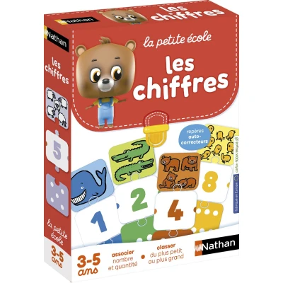 Afbeelding van Nathan de kleine school, cijfers. Combineer aantal en hoeveelheid. Leer tellen, educatief spel. Set van 6 progressieve spellen. Voor kinderen 3 tot 5 jaar