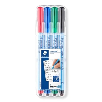 Afbeelding van Viltstift Staedtler Lumocolor 305 non permanent correctable F set à 4 stuks