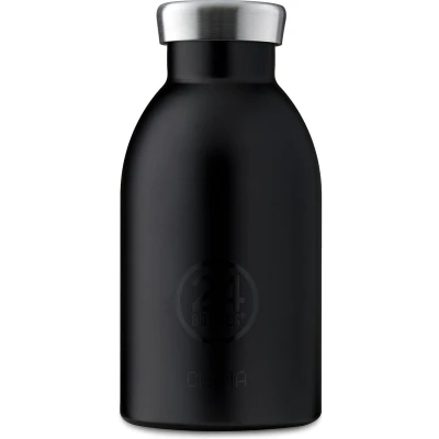 Afbeelding van 24Bottles fles 330 ml thermosfles Tuxedo Black met 100% afgesloten deksel (12 uur warme dranken, 24 koud), ecologische roestvrijstalen