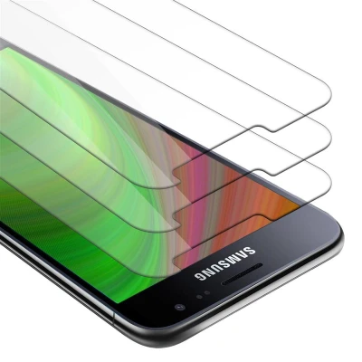 Afbeelding van Cadorabo 3x Screenprotector geschikt voor Samsung Galaxy J3 2016 Beschermende Pantser Film in KRISTALHELDER Getemperd (Tempered) Display beschermend glas 9H hardheid met 3D Touch