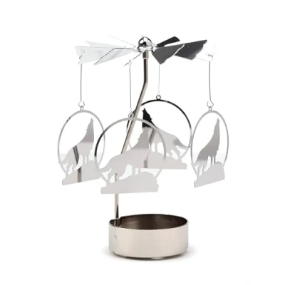 Afbeelding van Puckator Schreeuwende wolf roterende kaarsenhouder woonkamer accessoires thema woondecoratie ornamenten kandelaar tafeldecoratie