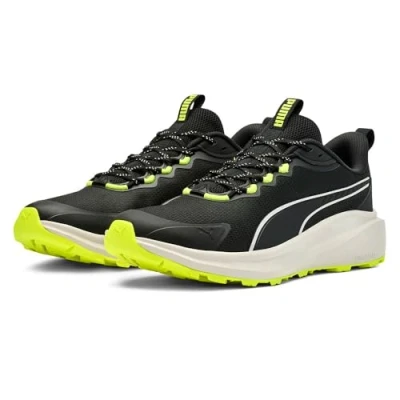 Afbeelding van Puma Skyrocket Lite Trail Hardloopschoenen voor op de weg, uniseks, Zwarte Veer Alert Grijs Geel, 44 EU