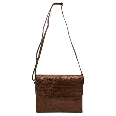 Afbeelding van Rise of Rosa Kleine Crossbodytas / Schoudertas Dames Leer Brenton Croco Krokodillenprint Licht Bruin