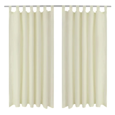 Afbeelding van Micro Satijnen Gordijnen met Ringen 140 x 225 cm 2 stuks (Creme)