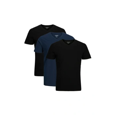 Afbeelding van Jack &amp; Jones 3ER PACK Tshirt basic Schwarz dunkelblau, Heren, Maat: Small, dunkelblau