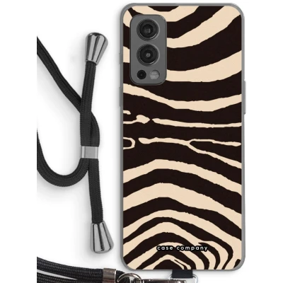 Afbeelding van Case Company® hoesje met Koord geschikt voor OnePlus Nord 2 5G Arizona Zebra Telefoonhoesje Zwart Bescherming aan alle Kanten en Over de Schermrand
