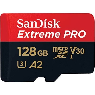 Afbeelding van SanDisk 128 GB Extreme PRO microSDXC kaart + SD adapter RescuePro Deluxe tot 200 MB/s met A2 UHS I Class 10 U3 V30 toepassingsprestaties