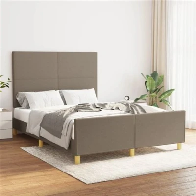 Afbeelding van vidaXL Bedframe met hoofdbord stof taupe 140x190 cm