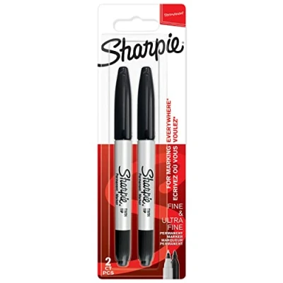 Image de Sharpie marqueurs permanents pointe double bleus pochette de 2