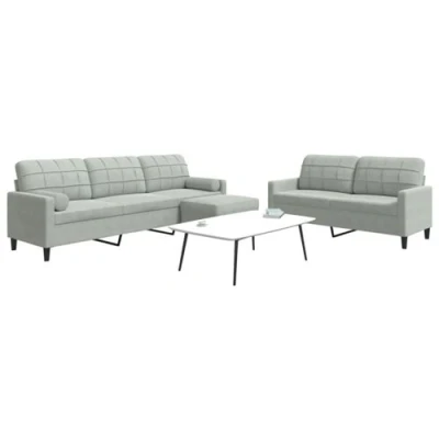 Afbeelding van vidaXL 3 delige Loungeset met kussens en bolsters fluweel lichtgrijs